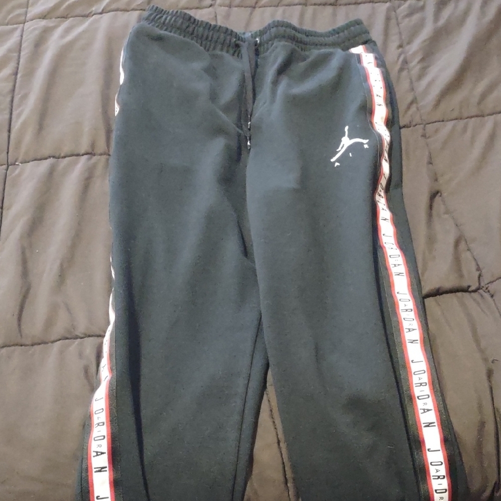 Jordan Black Track Pants with Elastic Cuffs and Drawstring Waist